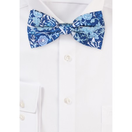 Summer Floral Paisley Cotton Bow in Blues
