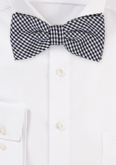 Micro Check Bowtie in Black and White