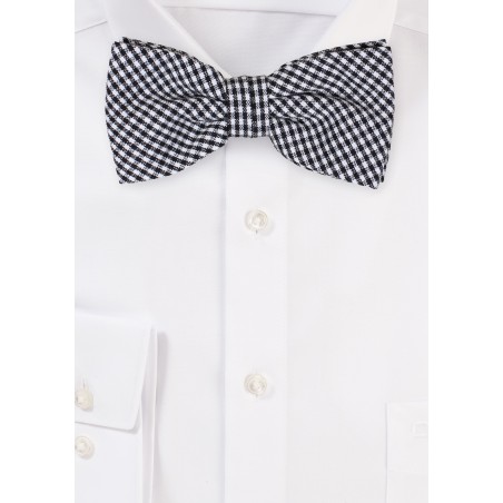 Micro Check Bowtie in Black and White