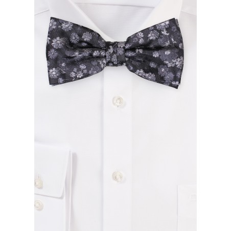 Floral Bowtie in Charcoal Gray