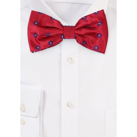 Cherry and Navy Floral Bowtie