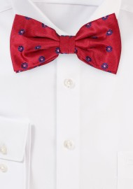 Cherry and Navy Floral Bowtie