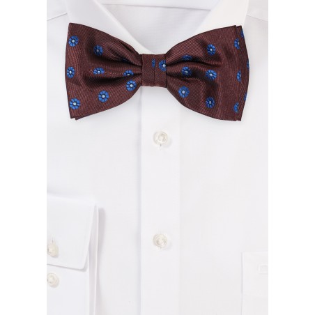 Chocolate Brown Floral Bowtie