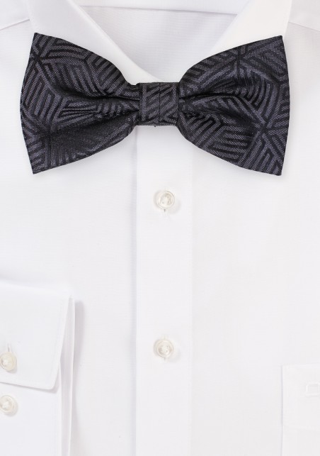 Geometric Print Bowtie in Charcoal