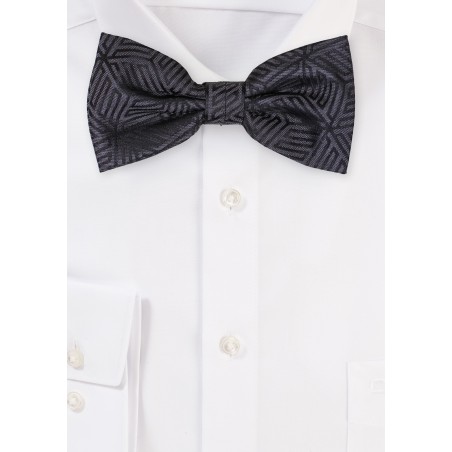 Geometric Print Bowtie in Charcoal