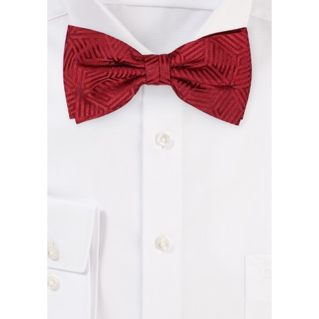 Geometric Print Bowtie in Crimson