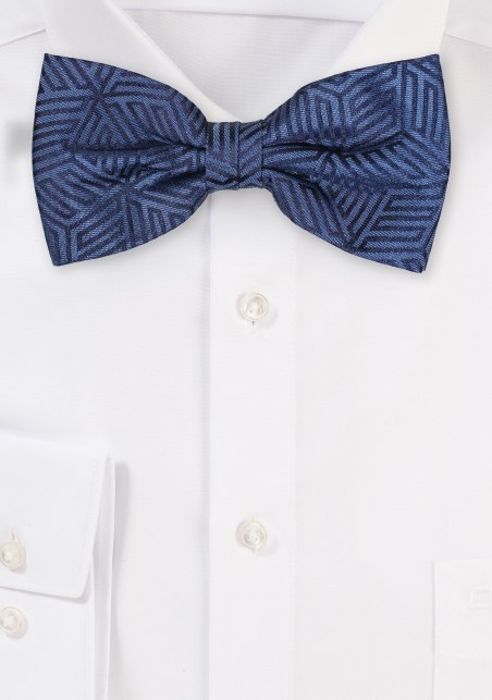 Steel Blue Geometric Print Bowtie