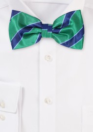 Green and Navy Striped Bowtie