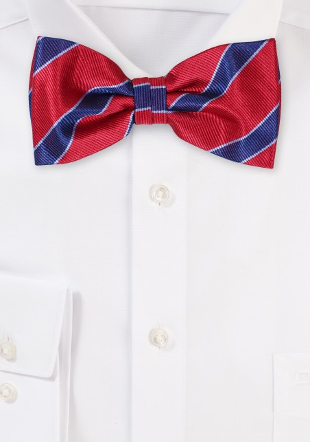 Cherry and Navy Striped Bowtie