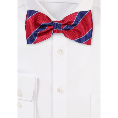 Cherry and Navy Striped Bowtie