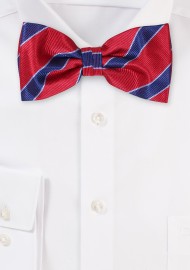 Cherry and Navy Striped Bowtie