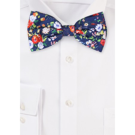 Summer Floral Cotton Bow Tie