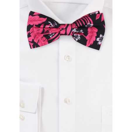 Tropical Floral Print Bow Tie in Pink