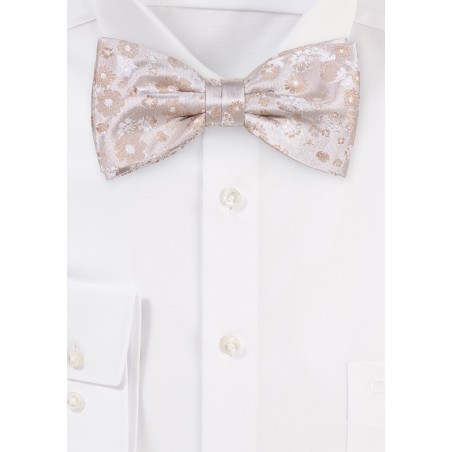 Ivory Champagne Floral Wedding Bow Tie