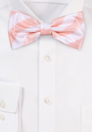 Repp Stripe Bow Tie in Peach and White