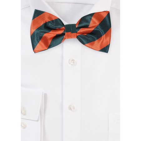 Repp Stripe Bow Tie in Navy and Orange