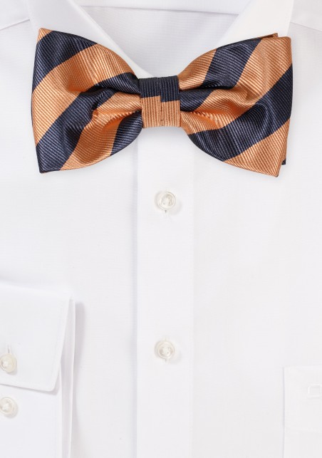 Repp Stripe Bow Tie in Gold and Charcoal Gray