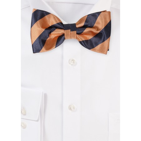 Repp Stripe Bow Tie in Gold and Charcoal Gray