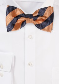 Repp Stripe Bow Tie in Gold and Charcoal Gray