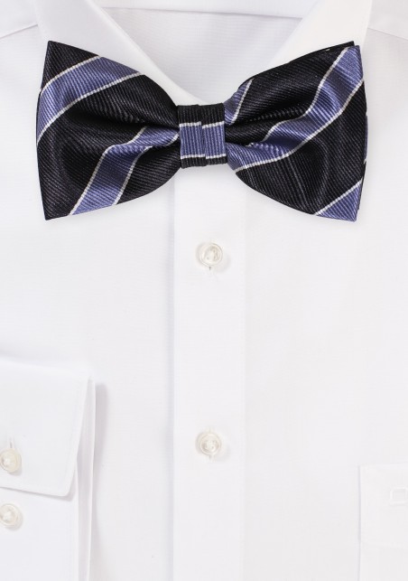 Classic Striped Bowtie in Black, Silver, and Gray