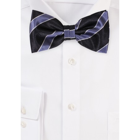 Classic Striped Bowtie in Black, Silver, and Gray