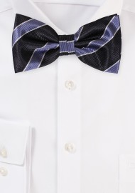 Classic Striped Bowtie in Black, Silver, and Gray
