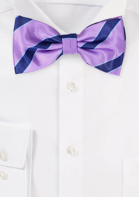 Lilac Striped Mens Bowtie