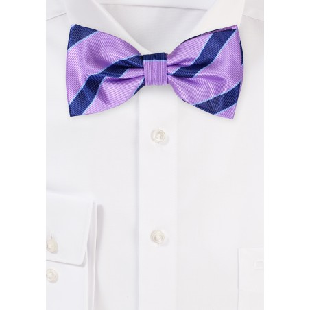 Lilac Striped Mens Bowtie