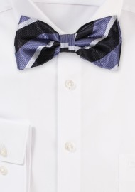 Collegiate Stripe Bowtie in Black and Silver