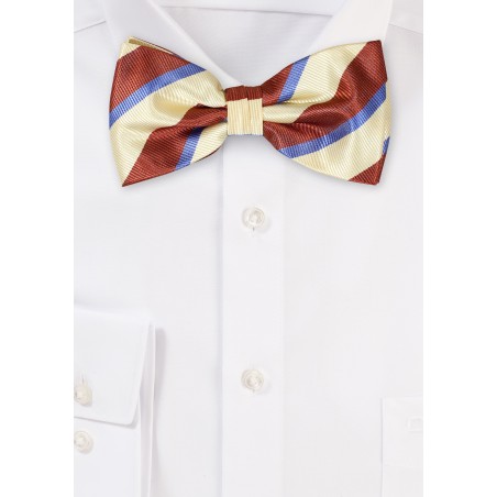 Prep Striped Bowtie in Yellow and Brown
