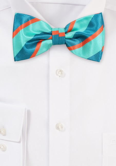 Turquoise Striped Bowtie