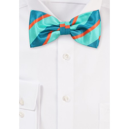 Turquoise Striped Bowtie
