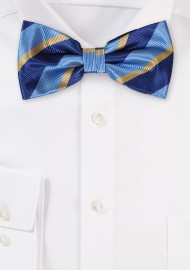 Blue and Yellow Repp Striped Bowtie