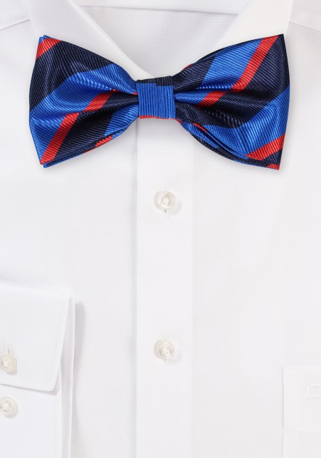 Navy and Red Repp Striped Bowtie