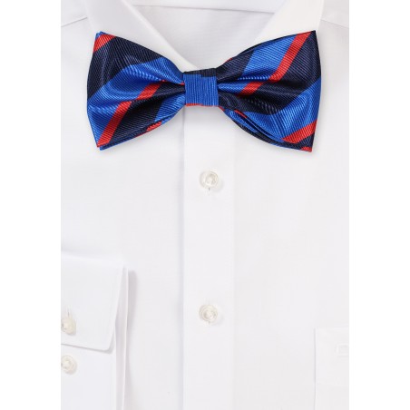 Navy and Red Repp Striped Bowtie
