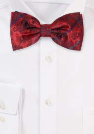 Cherry Red Paisley Check Bowtie