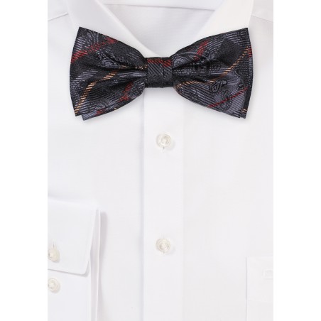 Charcoal Paisley Check Bowtie
