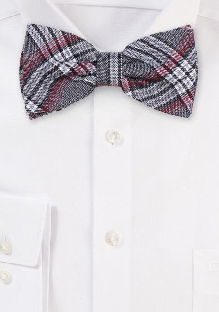Tartan Check Bowtie in Grays
