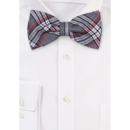 Tartan Check Bowtie in Grays