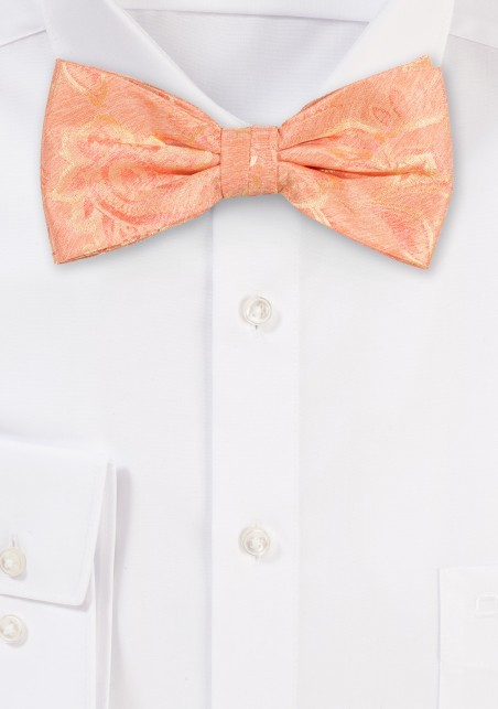 Wool Textured Paisley Bowtie in Tangerine