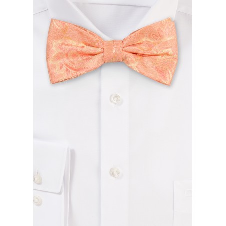 Wool Textured Paisley Bowtie in Tangerine