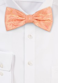 Wool Textured Paisley Bowtie in Tangerine