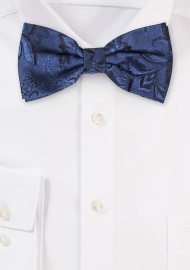 Wool Textured Bowtie in Navy Paisley Design