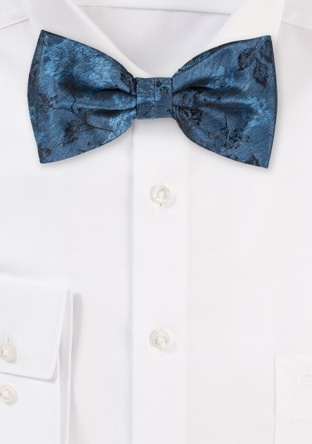 Retro Floral Bowtie in Ink Blue