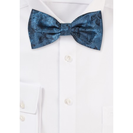 Retro Floral Bowtie in Ink Blue