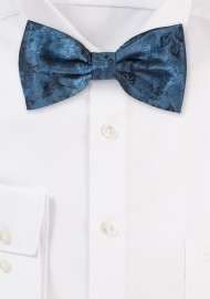 Retro Floral Bowtie in Ink Blue