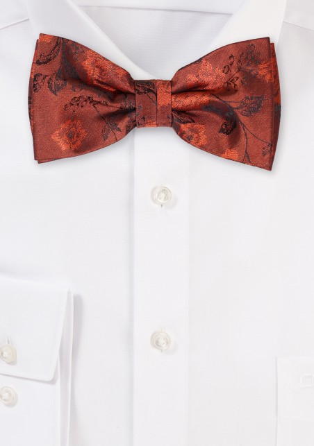 Retro Floral Bowtie in Rust