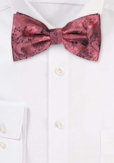 Retro Floral Bowtie in Washed Reds