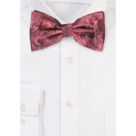 Retro Floral Bowtie in Washed Reds