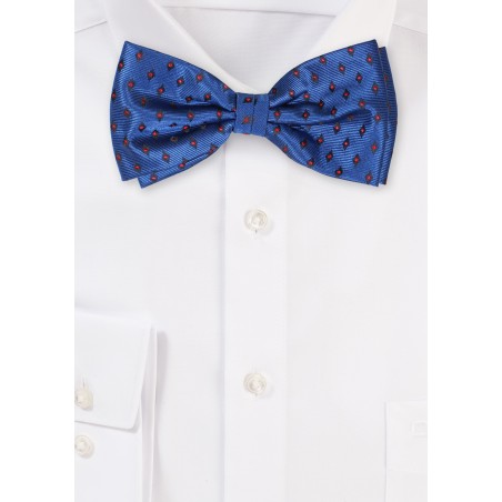 Diamond Check Bow Tie in Neptune Blue